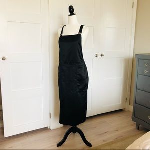 Overall black satin dress